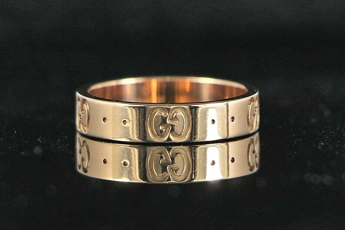 $1,100 Gucci Italy Icon 18K Rose Gold 4mm Thin Wedding Band