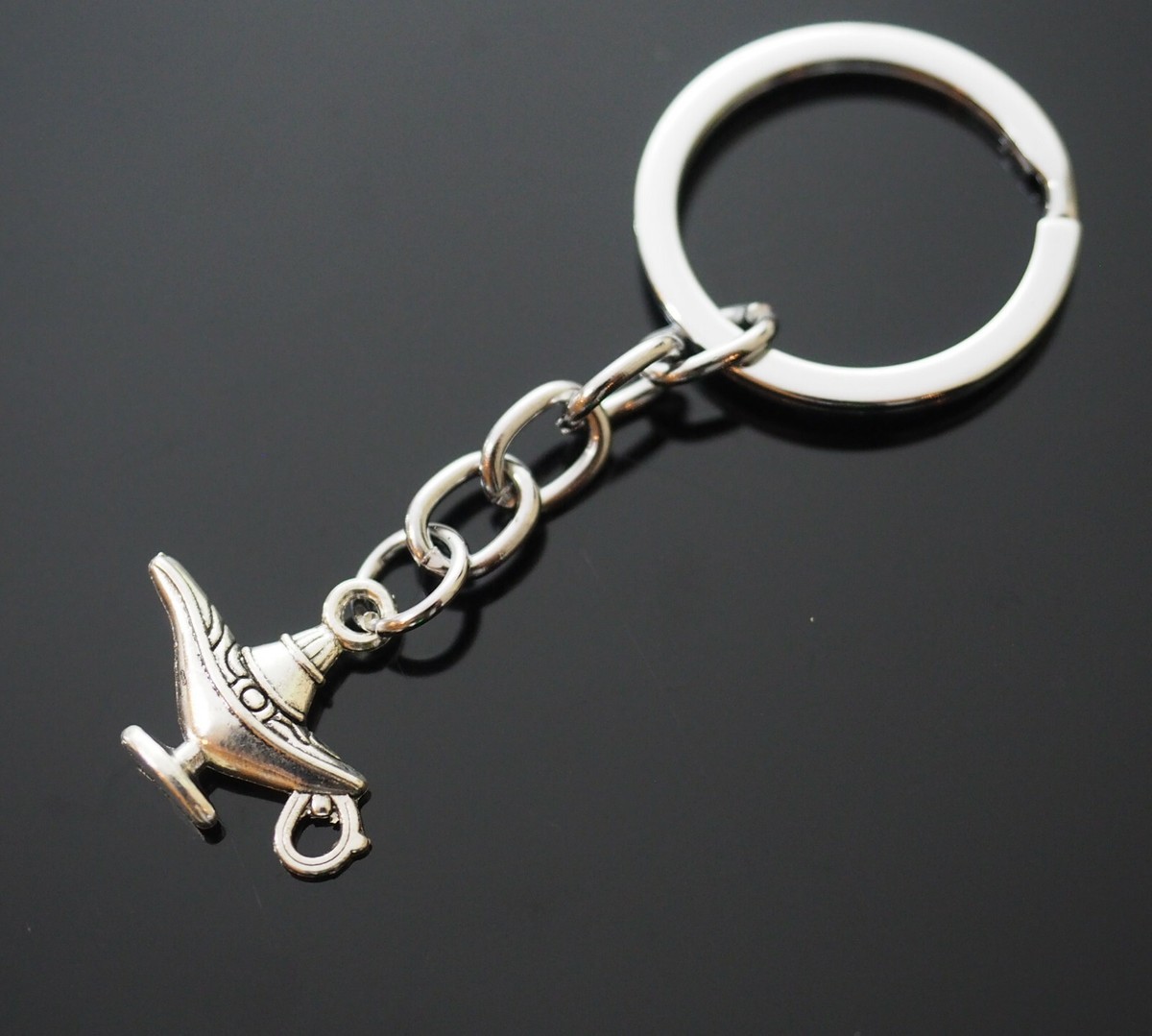 Aladdin Magic Lamp Genie Silver Pendant I Dream Vintage Keychain