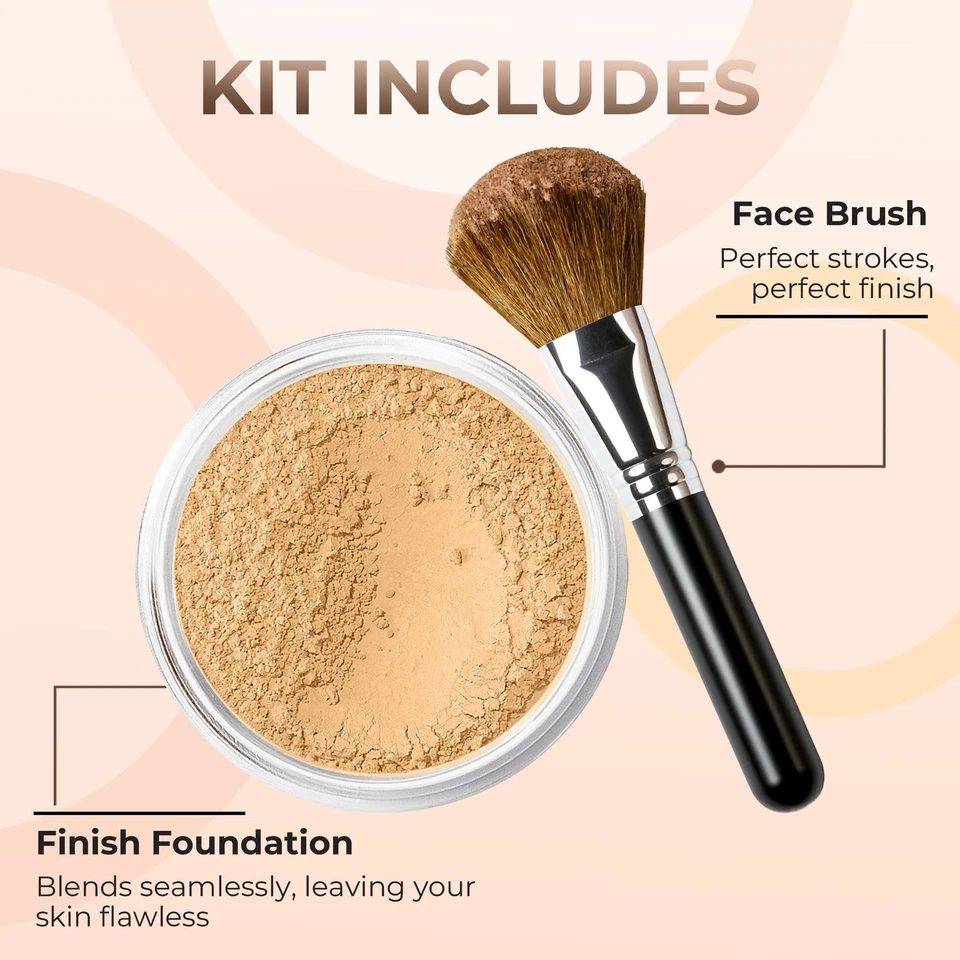FOUNDATION with FLAWLESS FACE BRUSH Mineral Makeup Matte Natural Loose Powder - Image 2 of 4