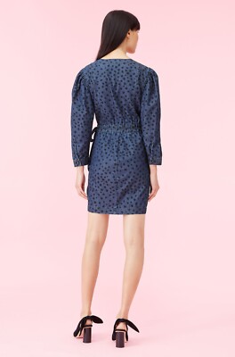 La Vie Rebecca Taylor Faune Faux-Wrap Denim Dress - Blue