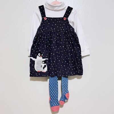 Mini Boden Penguin Pinnie With Tights And Bodysuit Set 12m