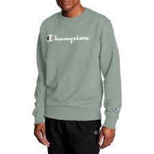Champion Men's Powerblend Fleece Logo Sweatshirt Ecology Green
