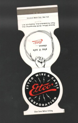 Vintage Contour Matchbook Ettco Wire Cable Corporation Brooklyn New York
