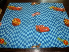 Disney Pixar Cars Twin Flat Sheet Blue Checkered - 55 Cotton/45 Polyester