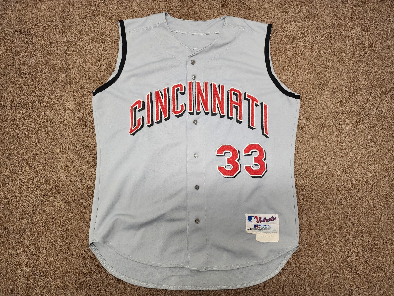 Russell Athletic Cincinnati Reds Road Vest Jersey #33 Branyan Size 48