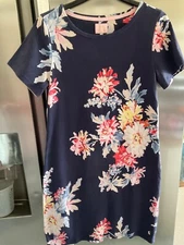 Joules Riviera Print Cotton Shift t shirt Dress Size 12 navy  Floral