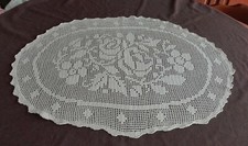  Centro tavola ovale ad uncinetto fatto a mano 100% cotone ecru