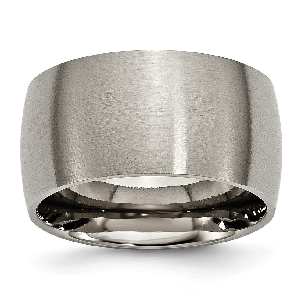 Titanium Brushed 12mm Half Round Band Ring Size 11 for Men 7.03gm