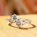 2.5Ct Round Real Moissanite Women's Bypass Engagement Ring 14K White Gold Plated