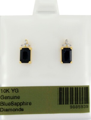 ECHTE BLAUE SAPHIR & DIAMANTEN OHRSTECKER 14K GOLD - Gratis Zertifikat