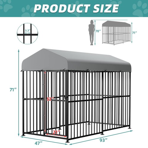 Large Outdoor Dog Kennel Heavy Duty Dog Cage with Cover Roof, Dog Playpen Fence - Picture 27 of 47