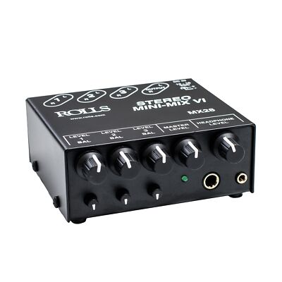 Rolls MX28 MINI-MIX VI Three-Channel True Stereo Line Mixer,Black Rolls