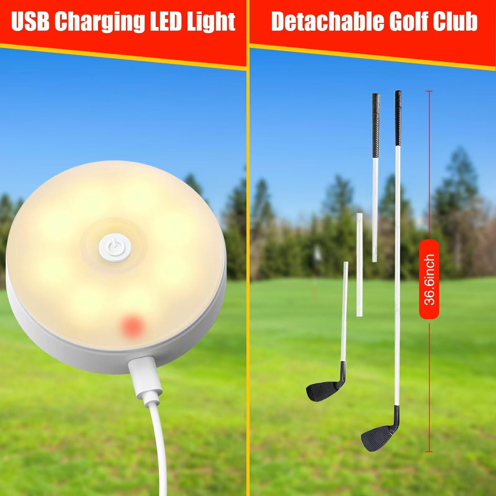 Golf Games, Golf Yard Games with LED Light and Club, Portable Golf Practice O...