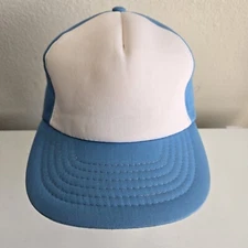 Vintage Blank Hat Cap Snapback Full Foam Blue White One Size Yupoong Trucker