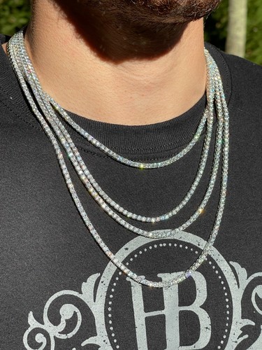 REAL 3mm MOISSANITE Silver Tennis Chain Necklace - VVS D Color - Passes Tester - Picture 13 of 13