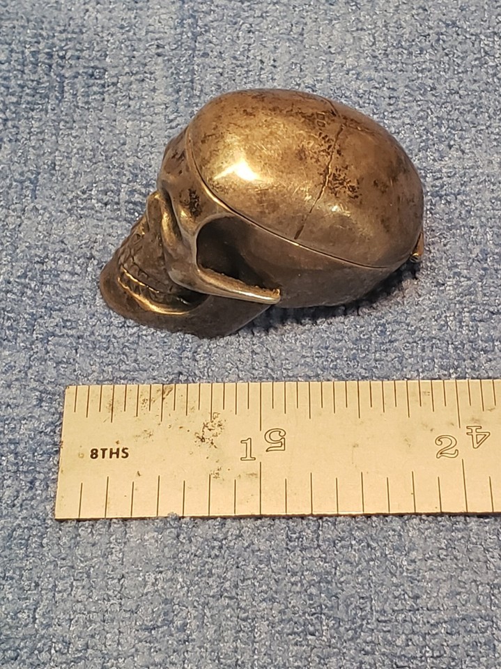 David A. Bowles DAB English Sterling Silver Skull Match Safe or Vesta