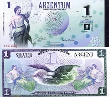 Argentum, 1, Metallism, a commodity token, 2021, polymer,Fantasy banknote ART