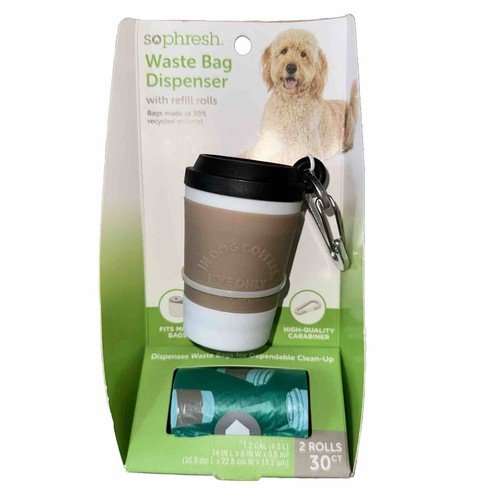 Sophresh Coffee Cup Dog Pet Animal Waste Bag Dispenser with Refill Rolls - Picture 2 of 3