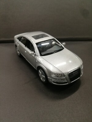 Audi A6 silber Kinsmart Spielzeugauto Modell Maßstab 1:38 Diecast Metall neu offene Türen