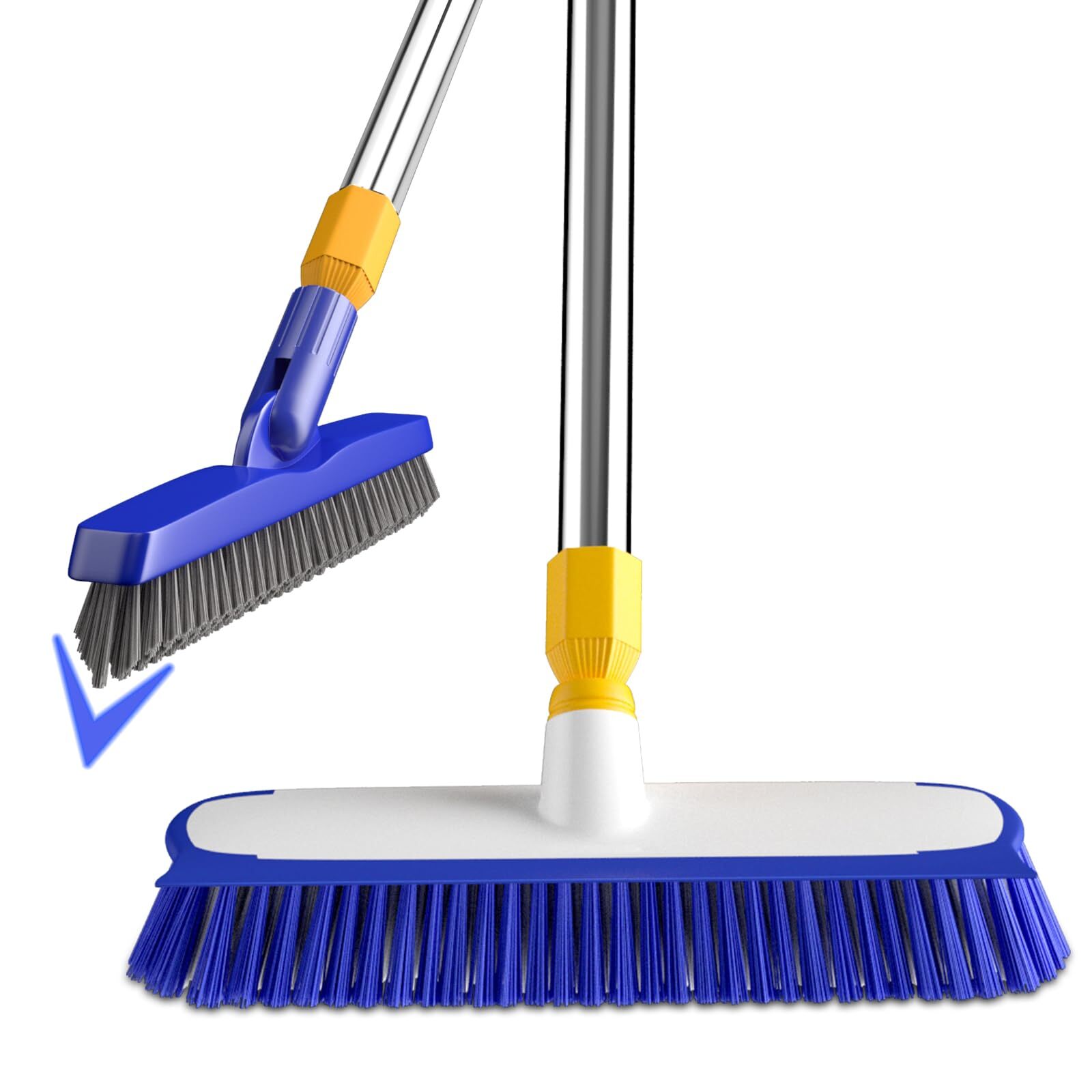 12-Inch Wide Floor Scrub Brush with Long Handle for Tile and Grout Cleaning  