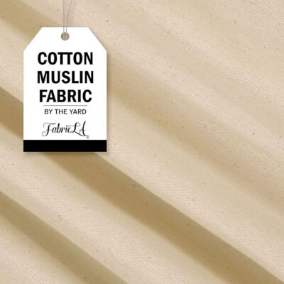 FabricLA 100% Cotton Muslin Fabric - 62'' (157 CM) Wide, Unbleached Muslin Cloth