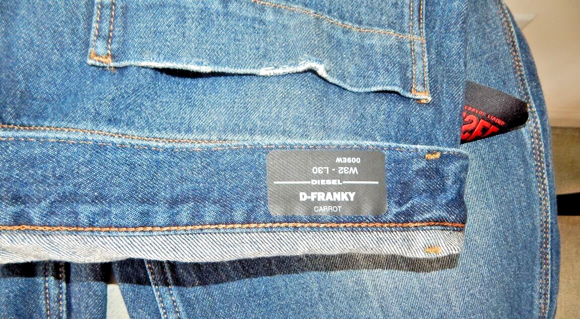 DIESEL D-FRANKY Regular Fit CARROT Men Cropped JEANS Dark Faded