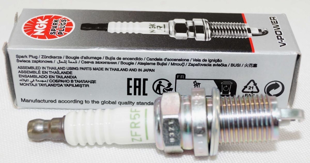 Genuine NGK 7558 V Power Spark Plug ZFR5F fits select BMW Mazda Saturn