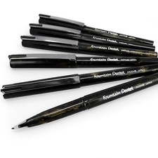 Pentel Disposable Fountain Pen Marbleized Gold and Black Barrel black Pack of 6