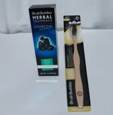 Brush Buddies Herbal Activated Charcoal Toothpaste & Bamboo Charcoal Toothbrush