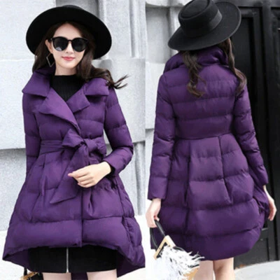 Damen Steppjacke Mit Unregelmäßigem Hi-Low Saum Gepolsterte Oberbekleidung - Bild 1 von 4