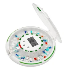 Alarming Automatic Pill Dispenser, 28 Day Organizer, Customizable, Lockable