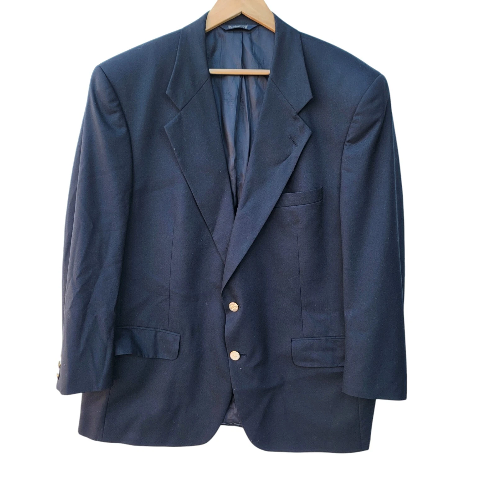 Blazer lana Burberry vintage taglia grande nero due bottoni logo giacca difetti