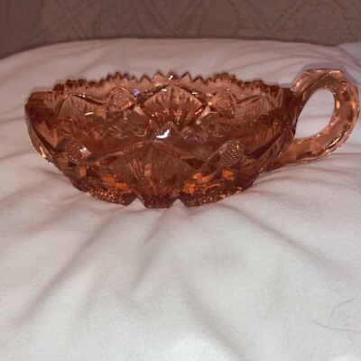 Vintage Fenton Ruby Red Grapefruit Diamond Star Cut Heavy Art Glass Dish