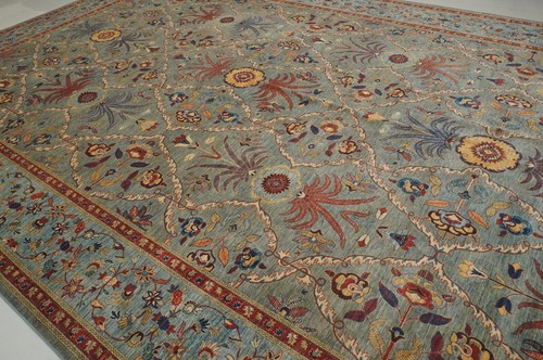 12 x 18 ft Green Serapi Afghan Hand Knotted Wool Traditional Oriental Rug - Picture 6 of 20