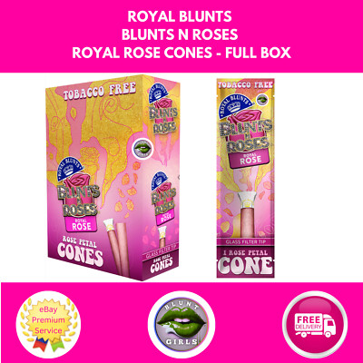 Royal Blunts Blunts N Roses Royal Rosenblütenzapfen Glas Filterspitze volle Box 10