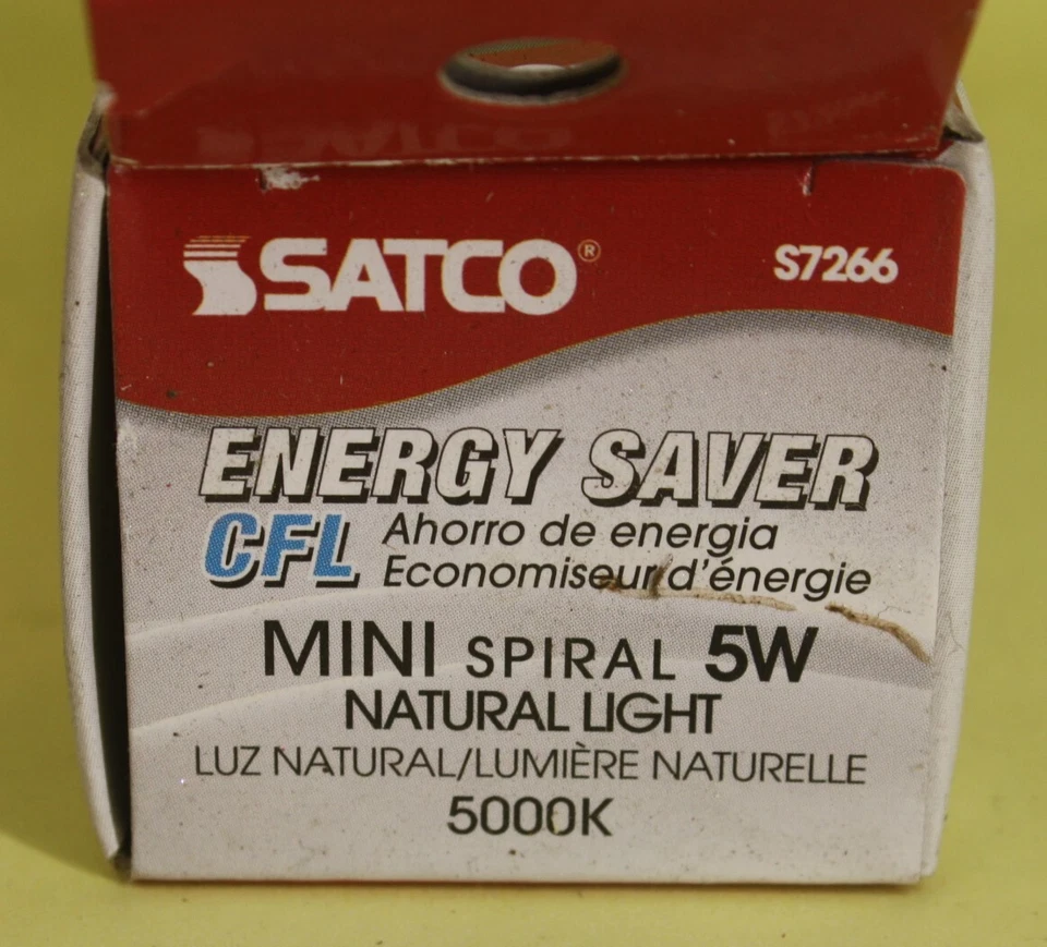 2X SATCO 5W CFL E14 BULB ENERGY SAVER CFL 5W Natural LIGHT Mini Spiral S7216 - Image 4 of 4