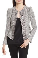 New Rebecca Taylor Mixed Tweed Jacket In BLACKCOMBO Size 4