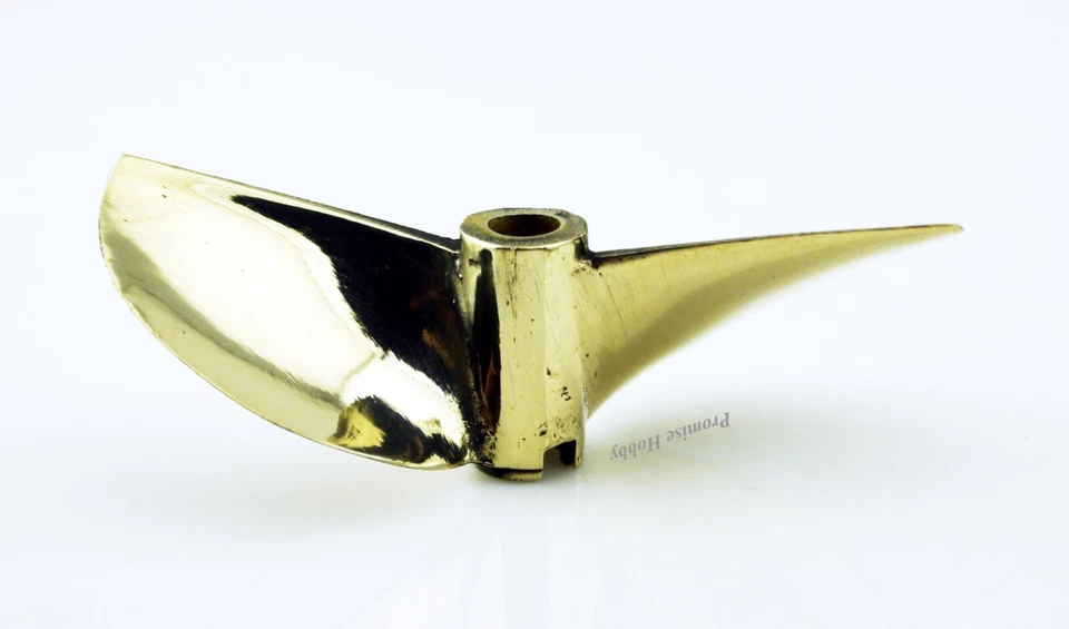 7616 Left Brass Propeller diameter 76mm Pitch 1.6 for 1/4" Shaft Cable RC Boat - Image 3 of 3