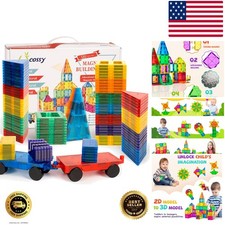 120Pcs Magnetic Tiles Magnetic 3D Building Blocks Set Educational Constructio...