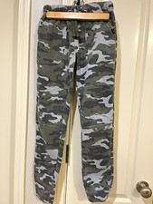 Lee Boys Fleece Camo Jogger Pants Gray/Green Elastic Waist Drawstring Pockets