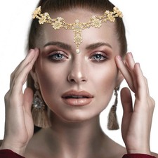 Head Chain Jewelry Headpiece Rhinestone Wedding Headband Gold