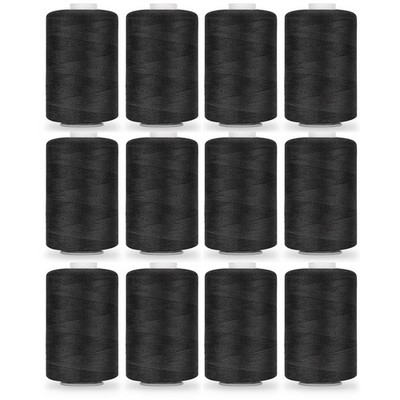 StiVerse 12PCS Thread - 1000Yard Black All Purpose Sewing Machine Thread for
