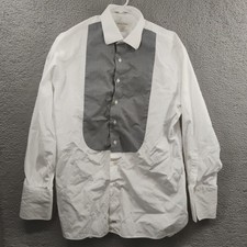 John W. Nordstrom Formal Shirt Men's 16-33 Pique Bib Tuxedo Gray  White