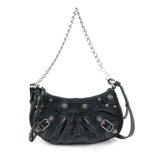 BALENCIAGA Le Cagole Mini Leather Chain Shoulder Bag Black 695814 Auth Used F/S