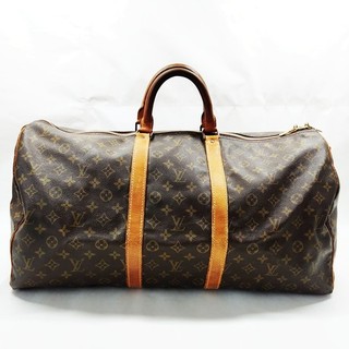 Borsa vintage Louis Vuitton LV Boston Keepall 55 marrone monogramma 5661055