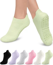 3/6 Pairs Grip Pilates Socks for Women, Non-Slip Yoga Athletic Socks for Barre B