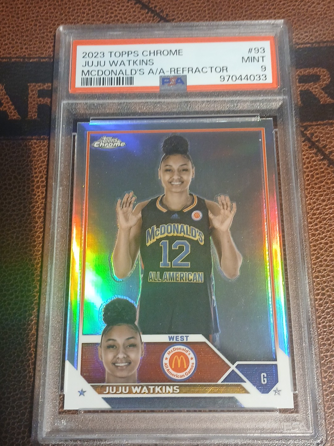 2023 Topps Chrome Juju Watkins McDonald's A-Refractor PSA 9
