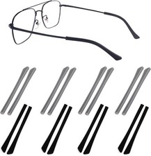 Eyeglass Temple End Tips Anti-Slip Soft Silicone Tube 8pairs Black/Grey