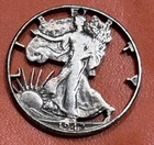 1942 Walking Liberty Silver Half Dollar Cut Out Pendant