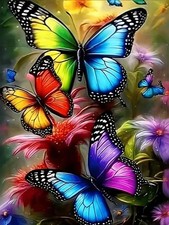 Butterfly Diamond Art Kits for Adults,Flowers 5D Diamond Painting Kits for Begin